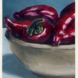 Piment pointu, peinture originale sur carton, 21 x 25 cm, 119-2018