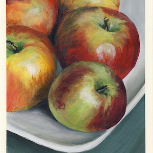 Maçãs, pintura original sobre cartão, 17 x 20 cm, 143-2017