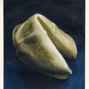 Biscuit de fortune, peinture originale sur carton, 17 x 20 cm, 089-2017