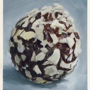 Truffe aux feuilles d'amandier, peinture originale sur carton, 17 x 20 cm, 191-2018