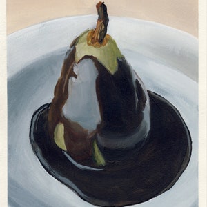Poire "Hélène", peinture originale sur carton, 17 x 20 cm, 192-2018