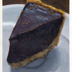 Gâteau au chocolat, peinture originale sur carton, 21 x 25 cm, 085-2019