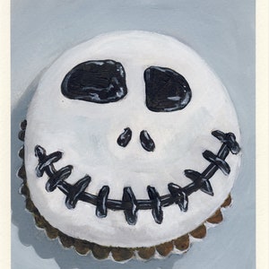 Muffin d'Halloween, peinture originale sur carton, 17 x 20 cm, 254-2017
