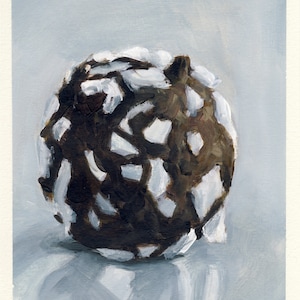 Boule de chocolat aux flocons de noix de coco, peinture originale sur carton, 17 x 20 cm, 145-2016