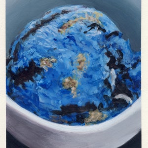Glace bleue, peinture originale sur carton, 17 x 20 cm, 089-2018