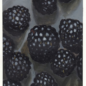 Mûres, peinture originale sur carton, 21 x 25 cm, 264-2018