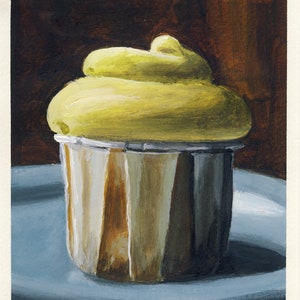 Magdalena de vainilla, pintura original sobre cartón, 17 x 20 cm, 182-2017