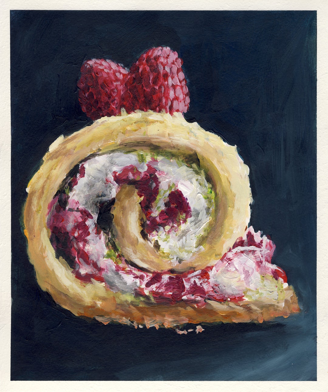 Raspberry Ripple Painting Raspberry Roll, Original Painting on Cardboard, 21 X 25 Cm, 137-2018 ...