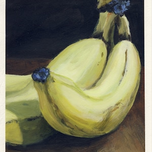 Bananes, peinture originale sur carton, 17 x 20 cm, 100-2018