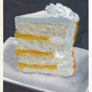 Gâteau à la crème, peinture originale sur carton, 21 x 25 cm, 093-2019