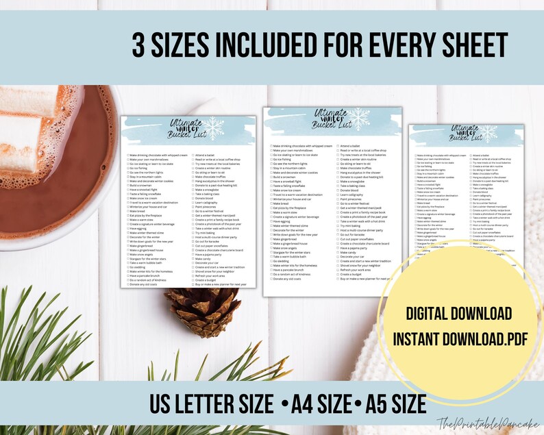 Winter Bucket List Printable With Tracker (digital Download) - Etsy