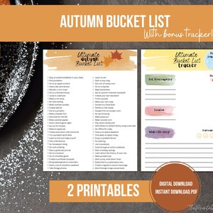 Autumn Bucket List with Bucket List Tracker Printable | Digital Download | Fall Activity List | Autumn To-Do List | Fall Bucket List