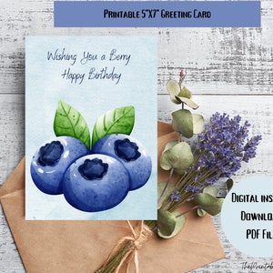 Ik wens je een Berry gelukkige verjaardag | Verjaardagskaart | Bosbessen wenskaart | Blauwe wenskaart | Speciale dagkaart | Woordspeling kaart