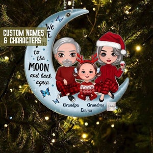 Stitch Angel Love You To The Moon And Back Galaxy Xmas Custom Name Tree  Decorations Ornament - Mugteeco