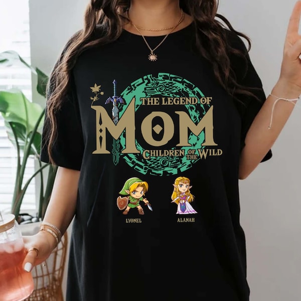 Benutzerdefiniertes The Legend Of Mom Children Of The Wild mit Kindernamen-Shirt, Muttertagsshirt, Mama-Shirt mit Namen, Geschenk für Oma, Mutter, Freundin
