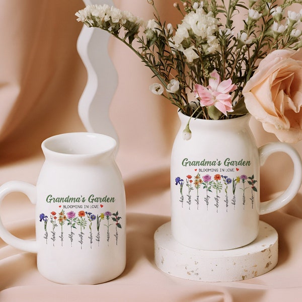 Personalized Grandma's Garden Blooming In Love Flower Vase, Mothers Day Gift For Grandma Mom, Gifts For Mom, Grandma Gift, Wildflower Gifts