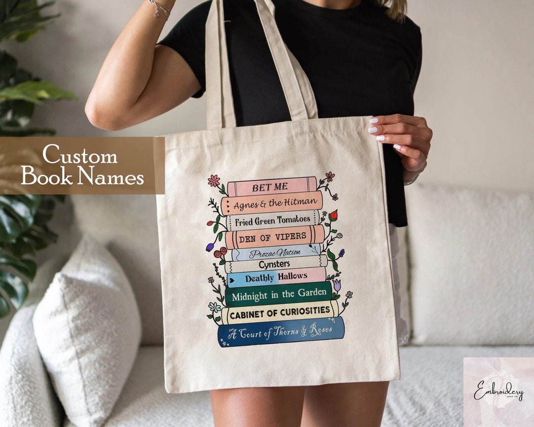 Personalized Favorite Books Tote Bag, Custom Book Tote Bag, Custom