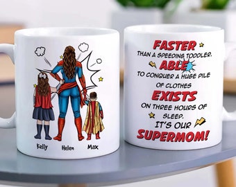 Mug super maman personnalisée, mug fête des mères, mug meilleure maman de tous les temps, mug super maman, cadeaux pour maman héroïne, maternité, cadeau d'anniversaire pour maman