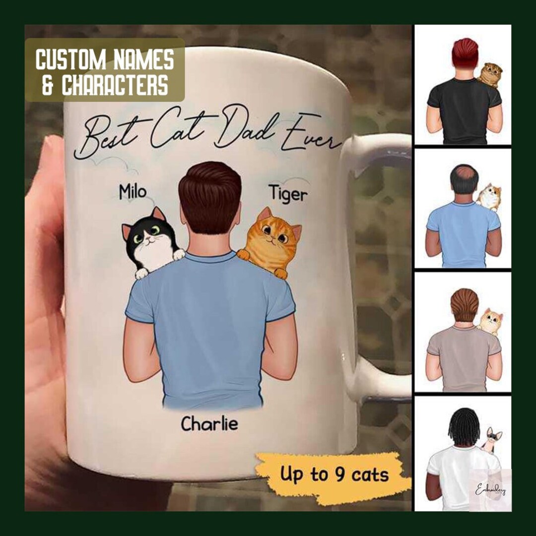 Custom Best Cat Dad Mug, Personalized Cat Daddy Mug With Cat Name, 2023 ...