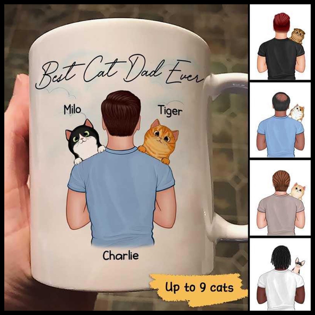 Custom Best Cat Dad Mug, Personalized Cat Daddy Mug With Cat Name, 2024 ...