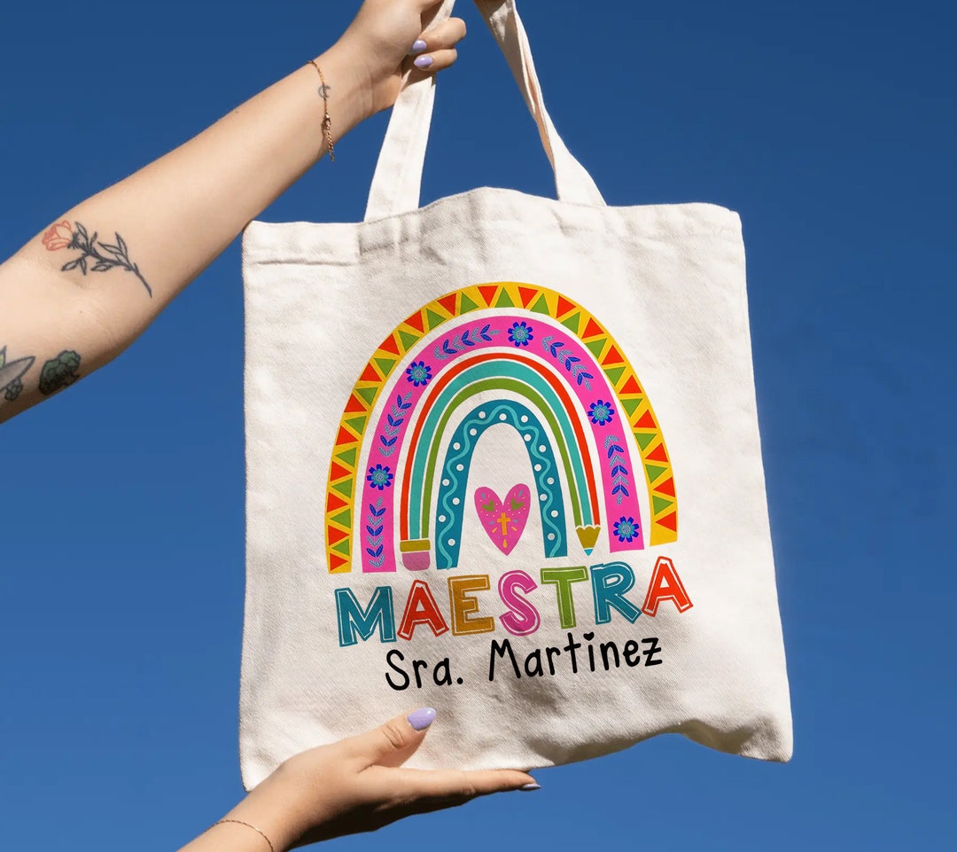Personalized Maestra Tote Bag, Spanish Teacher Gift,bilingual Teacher ...