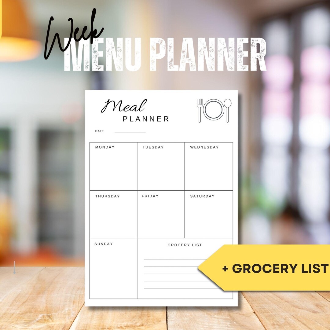 Weekly Meal Planner | Minimalist Printable PDF | A4 | Digital Download ...