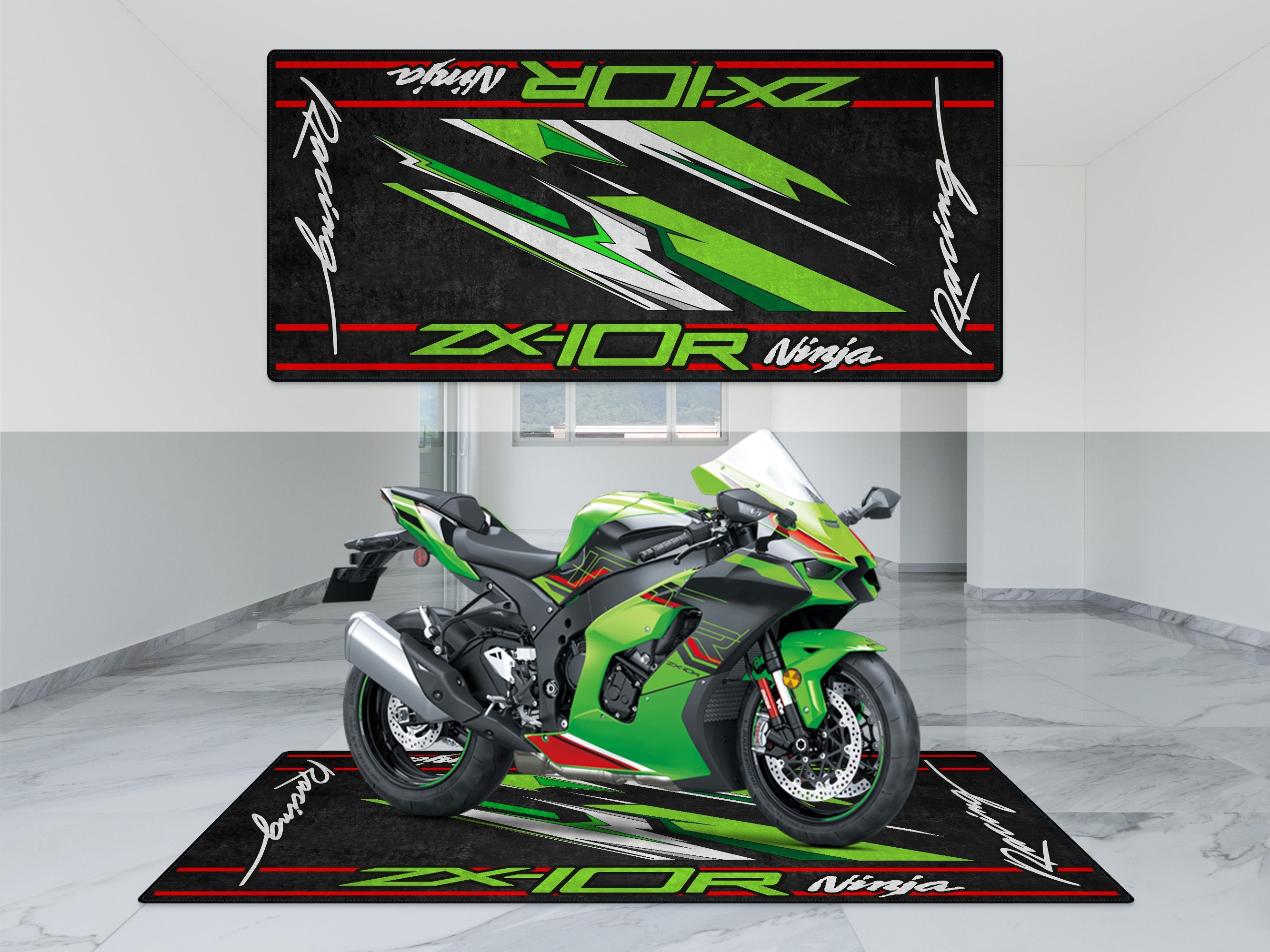 Kawasaki Motorcycle Carpet,Racing Team,living room,bedroom non slip carpet