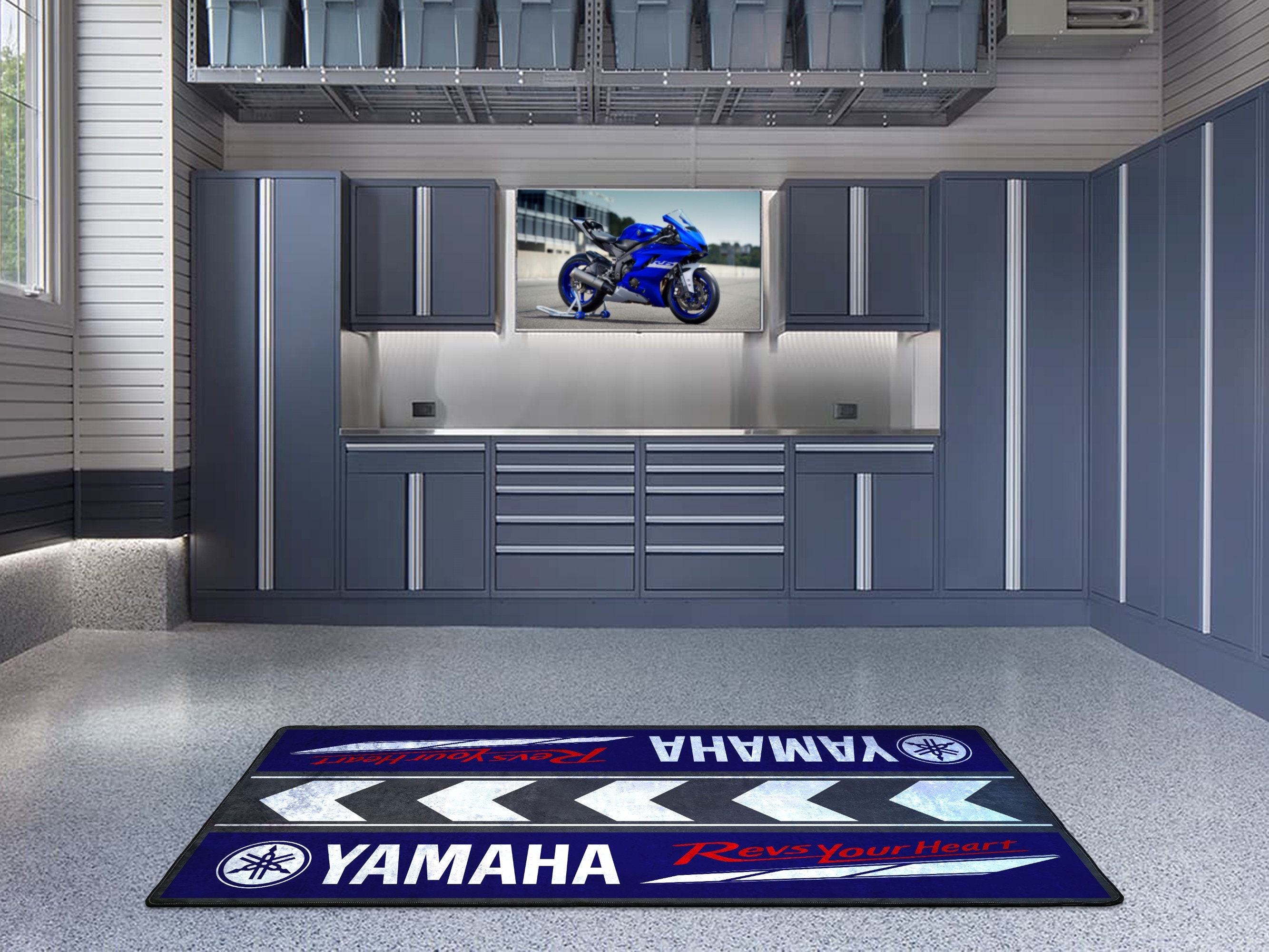 Yamaha Motorcycle Personalized Rug Accesorries Floor Bottom Pit Mat ,sports  Motorbike R1 R6 R7 R25 Rider, Lover Fanatic for Man Woman Gift 