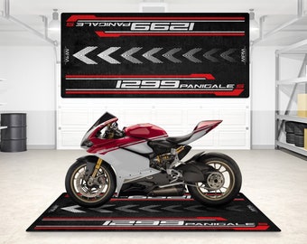 Designed Pit Mat for Ducati 1299 PanigaleS Motorcycle, Personalized Rug Motorcycle Floor Bottom Pit Mat, Lover & Fanatic, For Man Woman Gift
