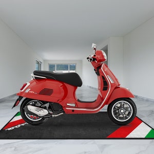 Vespa Scooter Personalized Rug Motorcycle Floor Bottom Pit Mat, Bacchetta, Gtv Gts, LX, LXV Rider, Lover & Fanatic And For Man Woman Gift image 5