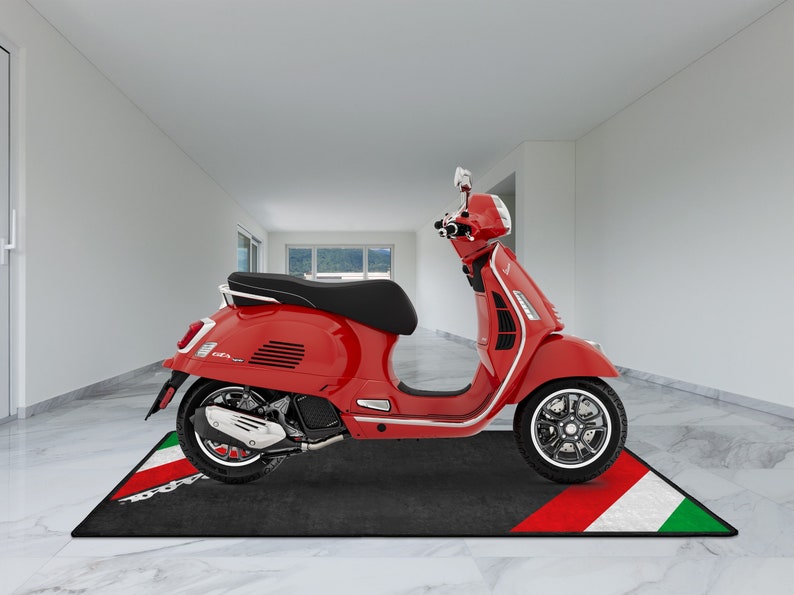 Vespa Scooter Personalized Rug Motorcycle Floor Bottom Pit Mat, Bacchetta, Gtv Gts, LX, LXV Rider, Lover & Fanatic And For Man Woman Gift image 5