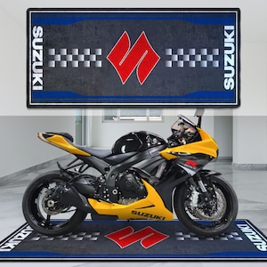 Suzuki Motorsport Personalized Rug Motorcycle Floor Bottom Pit Mat, MotorBike GSXR 1000R, GSX-S, GSX S1000GT, Lover & Fanatic Man Woman Gift