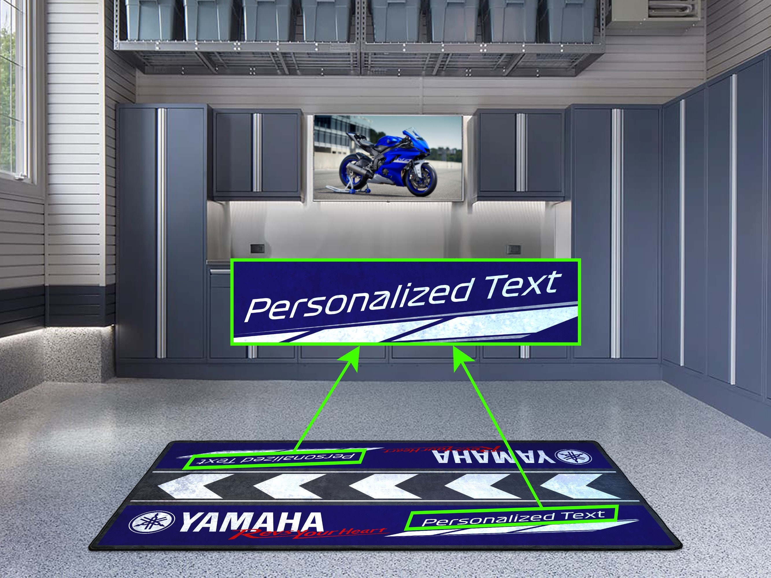 Yamaha Motorcycle Personalized Rug Accesorries Floor Bottom Pit Mat ...