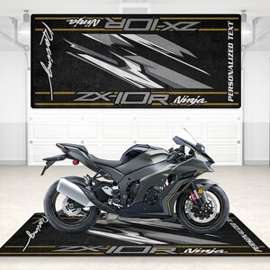 Kawasaki Ninja ZX-10R Personalized Pit Mat Motorcycle Accesorries,Sports MotorBike Ninja ZX10R Rider, Lover & Fanatic Woman Gift