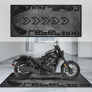 Motorcycle Rebel 1100 Personalized Rug Honda Accesorries Floor Bottom Pit Mat , MotorBike Honda Rebel Rider, Lover Fanatic, Man Woman Gift