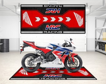 Motocicleta personalizada Pit Mat HRC Accesorios piso alfombra inferior, moto Honda CBR CBF 600 1000RR Rider, amante fanático, hombre mujer regalo
