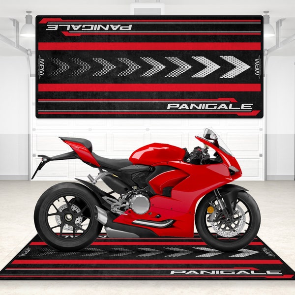 Entworfene Grubenmatte für Ducati Corse Panigale Motorrad, personalisierte Bodenmatte, Teppich, Liebhaber & Fanatiker und für Mann Frau Geschenk