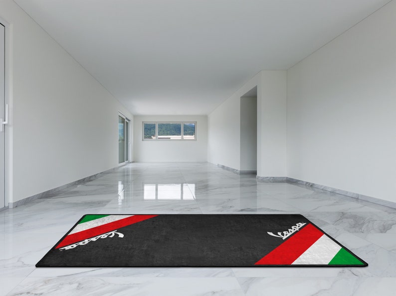 Vespa Scooter Personalized Rug Motorcycle Floor Bottom Pit Mat, Bacchetta, Gtv Gts, LX, LXV Rider, Lover & Fanatic And For Man Woman Gift image 6