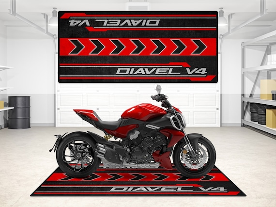 Ducati Diavel V4 Personalized Rug Motorcycle Floor Bottom Pit Mat, Diavel V4 MotorBike  Rider, Lover & Fanatic And For Man Woman Gift