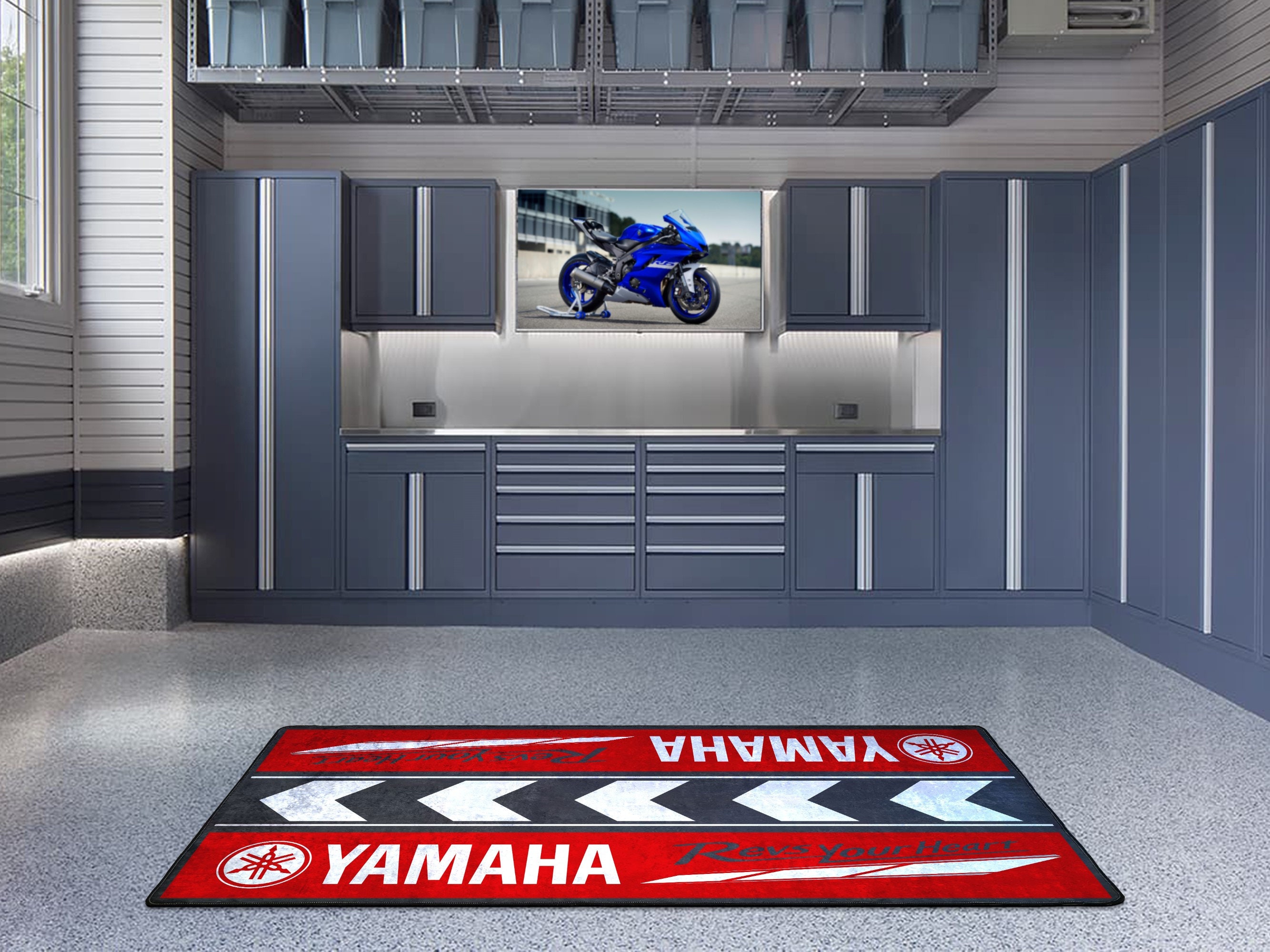 Bike-Tek Yamaha YZ Garagenmatte Garagenteppich Teppich Matte Messeteppich  Serie 5 - Motorradteile-Preiswert-Kaufen
