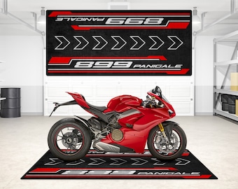 Ducati 899 Panigale Personalized Rug Motorcycle Floor Bottom Pit Mat, MotorBike Panigale 899 Rider, Lover & Fanatic And For Man Woman Gift