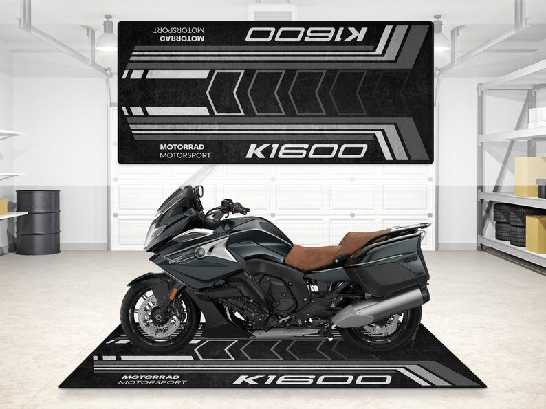 Design For K1600 Adventure Pitmat Motorcycle Personalized Floor Bottom Mat, K 1600 MotorBike The Road King Rider And For Man Woman Gift Black Storm Metallic