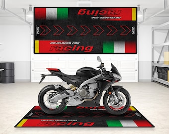 Designed Pit Mat for Aprilia Racing Motorcycle, Personalized Rug, MotorBike RSV4 RS  Rider, Lover & Fanatic And For Man Woman Gift