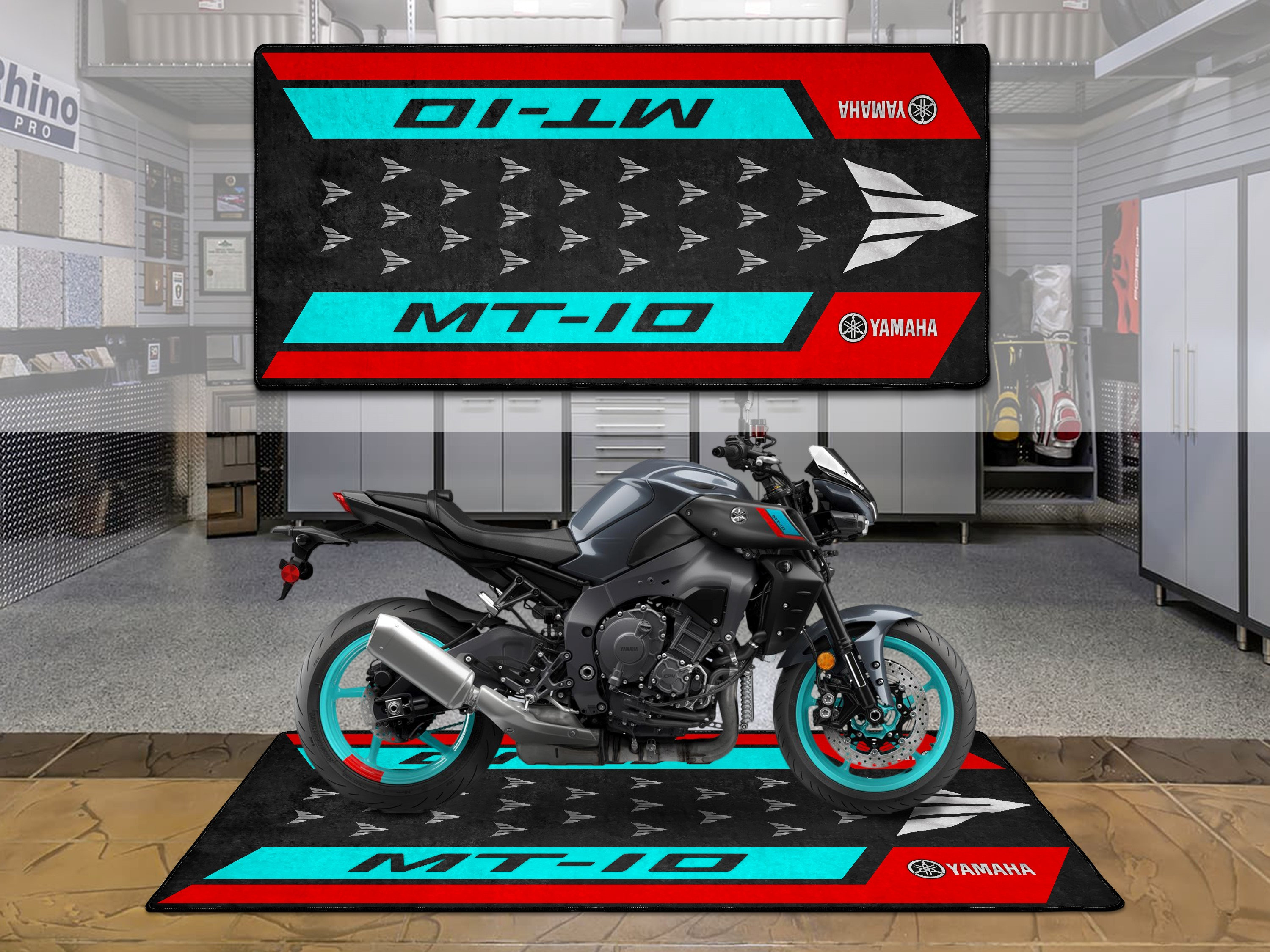 Yamaha MT10 Motorcycle Personalized Rug Accesorries Floor Bottom Pit Mat ,Sports MotorBike MT 10 Rider, Lover Fanatic For Man Woman Gift