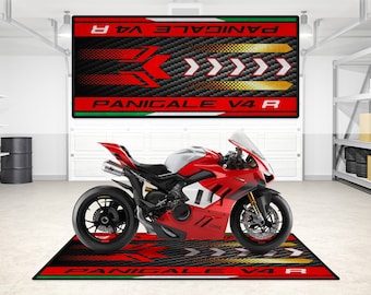 Ducati Panigale V4R Personalized Rug Motorcycle Floor Bottom Pit Mat, MotorBike  V4 R Rider, Lover & Fanatic And For Man Woman Gift