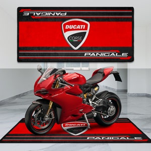 Tapete personalizado para motocicleta Ducati Corse Panigale, tapete para o fundo do poço, motociclista Panigale, amante e fanático e para presente masculino e feminino