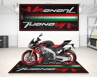 Designed Pit Mat for Aprilia Tuono V4 Motorcycle, Motorcycle Floor Bottom Mat, MotorBike Tuono V4 Rider, Lover & Fanatic Gift