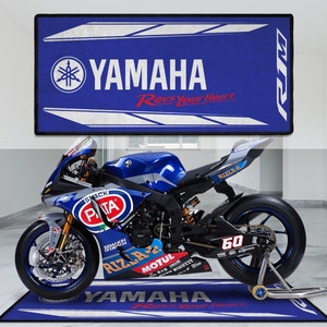 Yamaha R1M Motorcycle Personalized Rug Accesorries Floor Bottom Pit Mat, Sports MotorBike Rider, Lover & Fanatic For Man Woman Gift