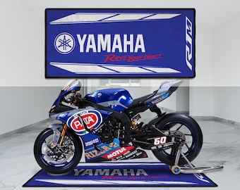 Yamaha R1M Motorcycle Personalized Rug Accesorries Floor Bottom Pit Mat, Sports MotorBike Rider, Lover & Fanatic For Man Woman Gift