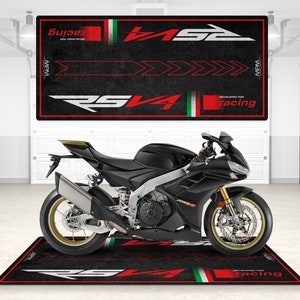 Designed Pit Mat for Aprilia RSV4 Motorcycle, Personalized Rug, MotorBike RSV4 Rider, Lover & Fanatic And For Man Woman Gift